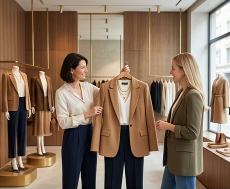 Eine modisch gekleidete Person präsentiert ein stilvolles, gut kombiniertes Outfit in einer ansprechenden Umgebung für eine visuelle Stil- und Mode-Inspiration.