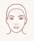 Illustration eines runden Gesichts mit weichen Konturen und ausgeglichenen Proportionen zur Bestimmung der Gesichtsform.