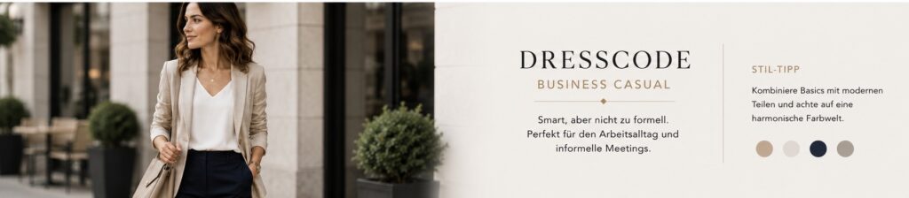 Business Casual Outfit für Frauen mit Blazer und Stoffhose als stilvolle Kombination für den modernen Arbeitsalltag 