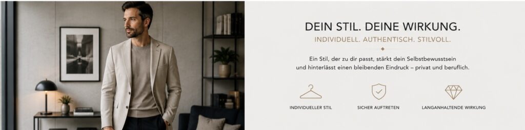 Stilberatung für Männer mit modernem Business-Casual-Outfit für einen selbstbewussten und professionellen Auftritt.