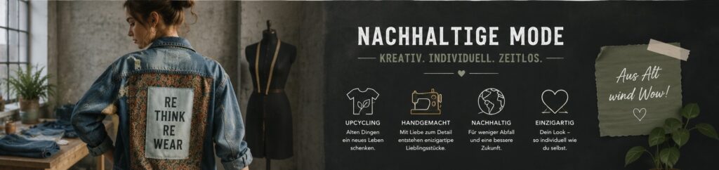 Nachhaltige Mode aus upgecycelter Kleidung mit individuell gestalteter Jeansjacke und kreativen Designideen.